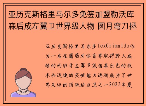 亚历克斯格里马尔多免签加盟勒沃库森后成左翼卫世界级人物 圆月弯刀拯救球队